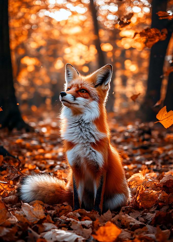 Fox in Autumn Leaves