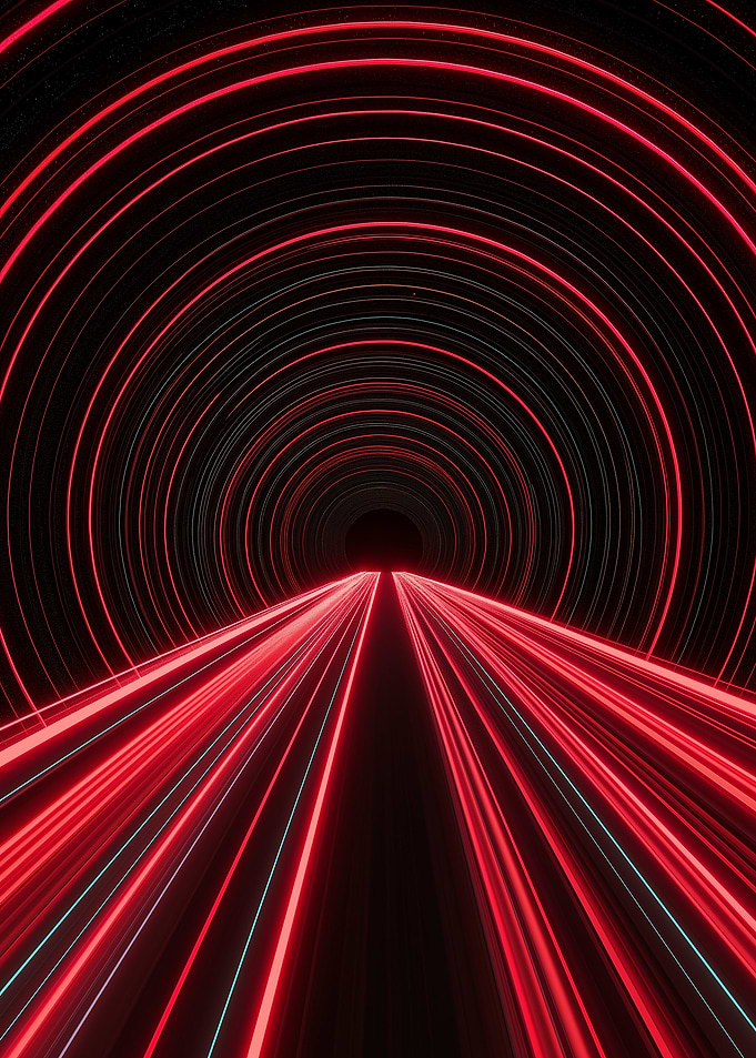 Red Neon Tunnel Abstract