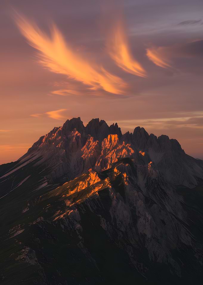 Mountain Peaks at Sunset