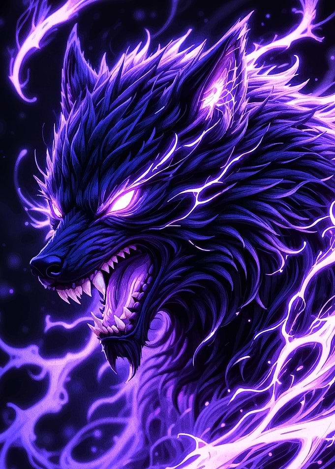 Electric Purple Wolf Portrait
