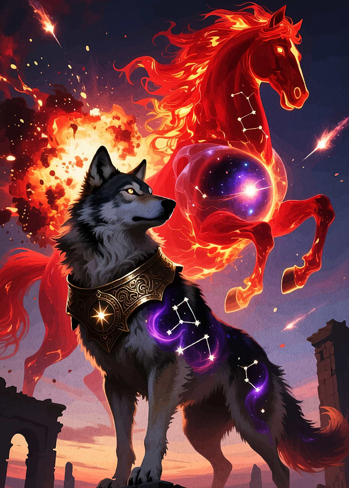Celestial Wolf and Fiery Horse