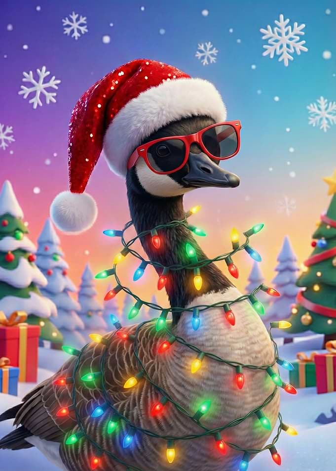 Christmas Goose with Lights and Hat
