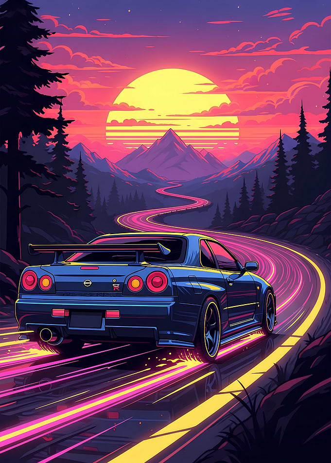 Retro R34 on Mountain Road