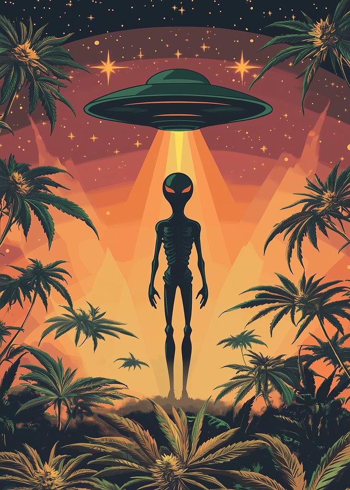 Alien Abduction in a Cannabis Field