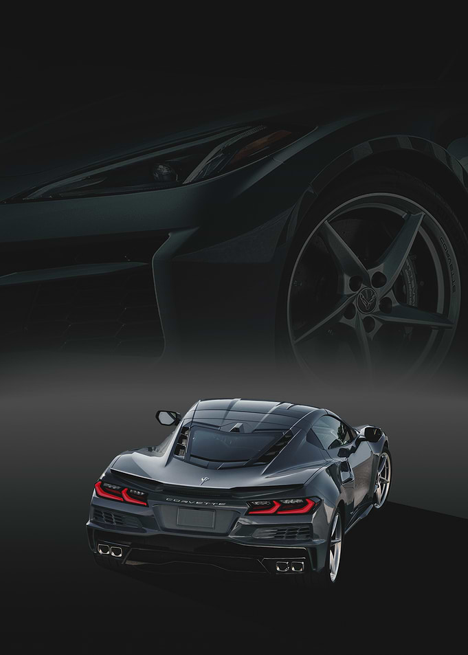 Sleek Gray Corvette on Dark Background