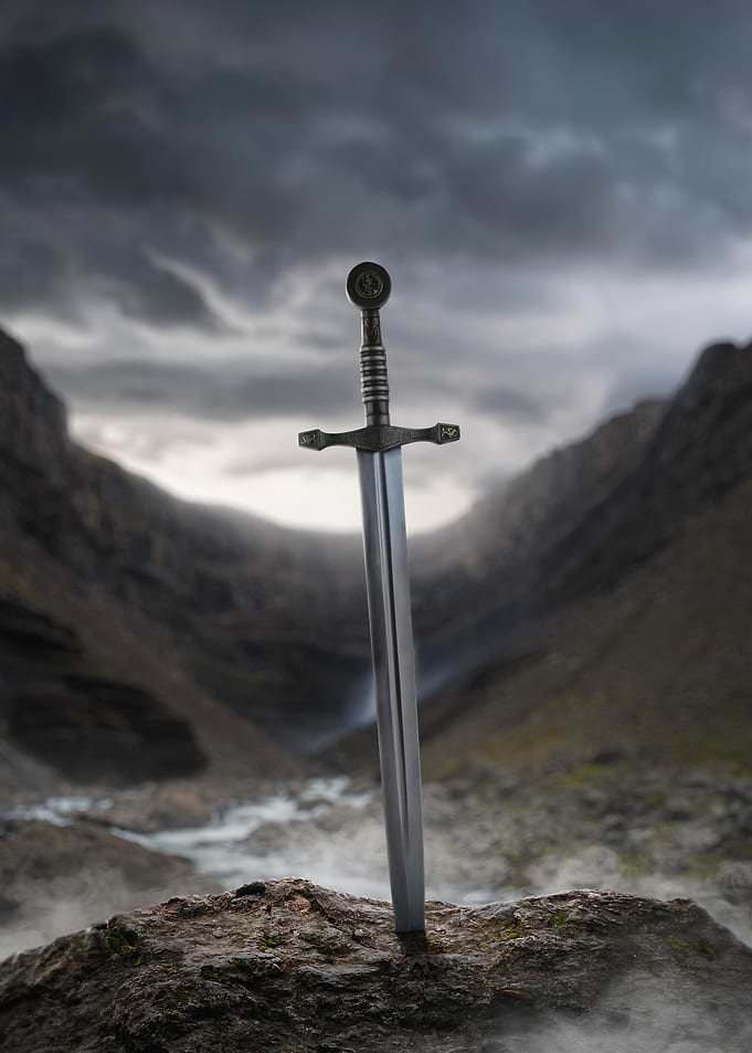 Sword in Stone Mountain Landscape