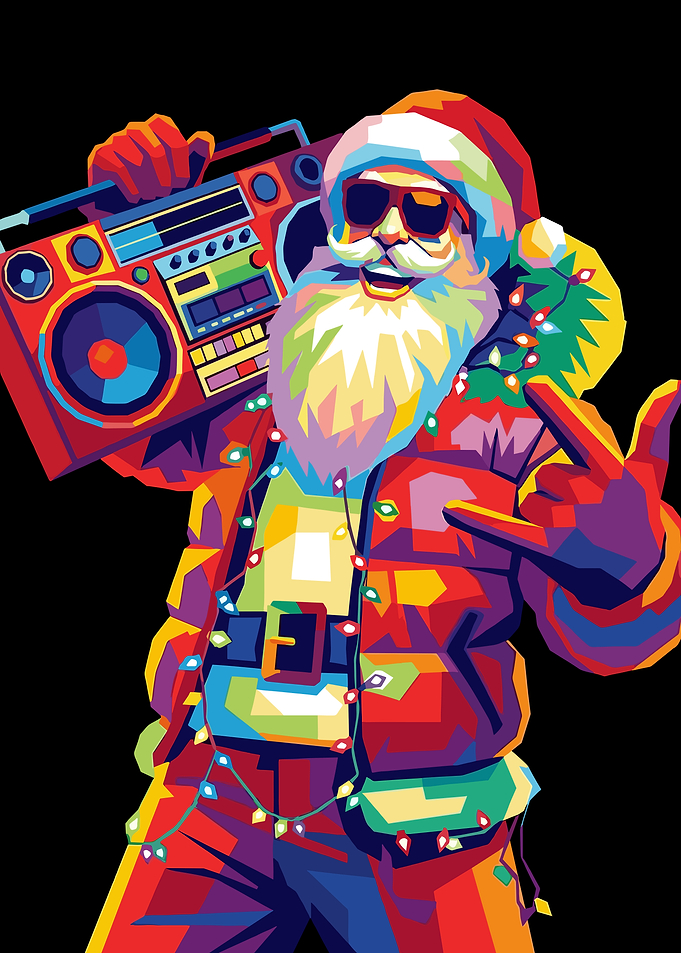 Cool Santa with Boombox Pop Art