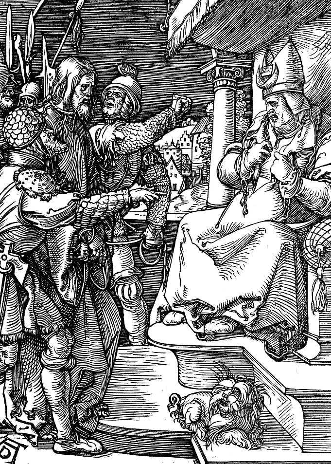 Christ Before Caiaphas Albrecht Durer Engraving
