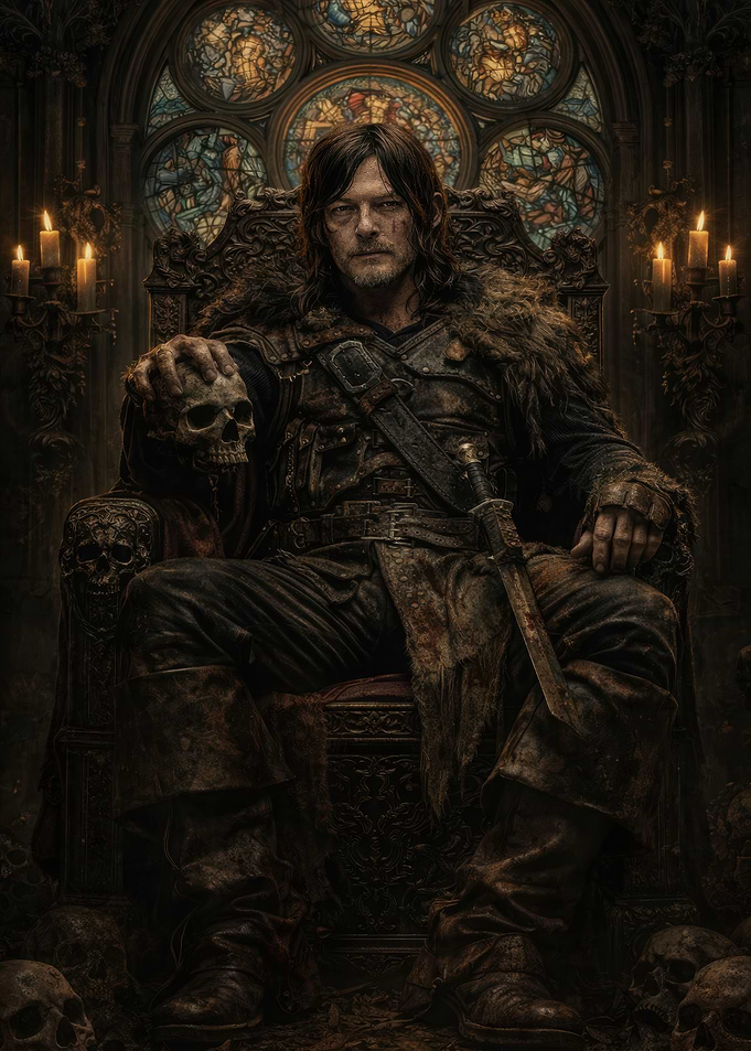 Daryl Dixon as King on Throne