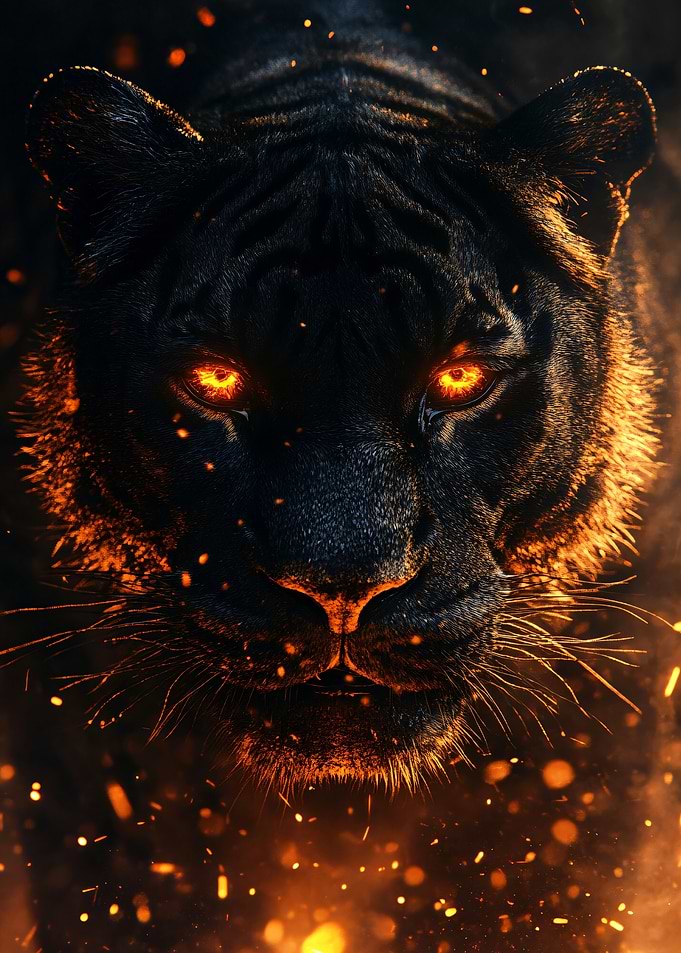 Fiery Black Tiger Portrait