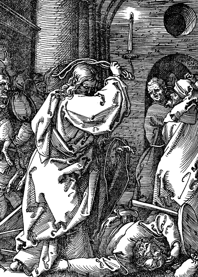 Christ Expelling the Money Lenders from the Temple Albrecht Durer Engraving