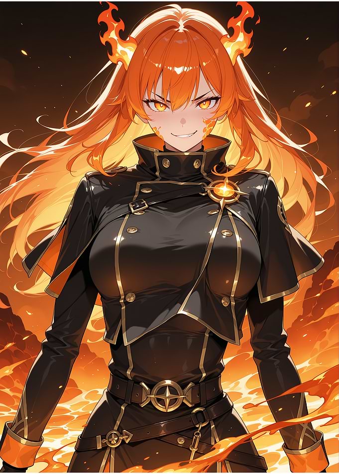 Anime Girl with Fiery Hair
