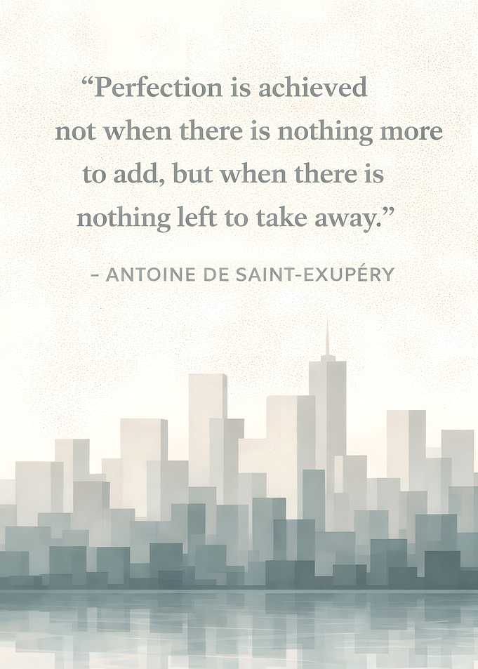 Perfection Quote with Cityscape
