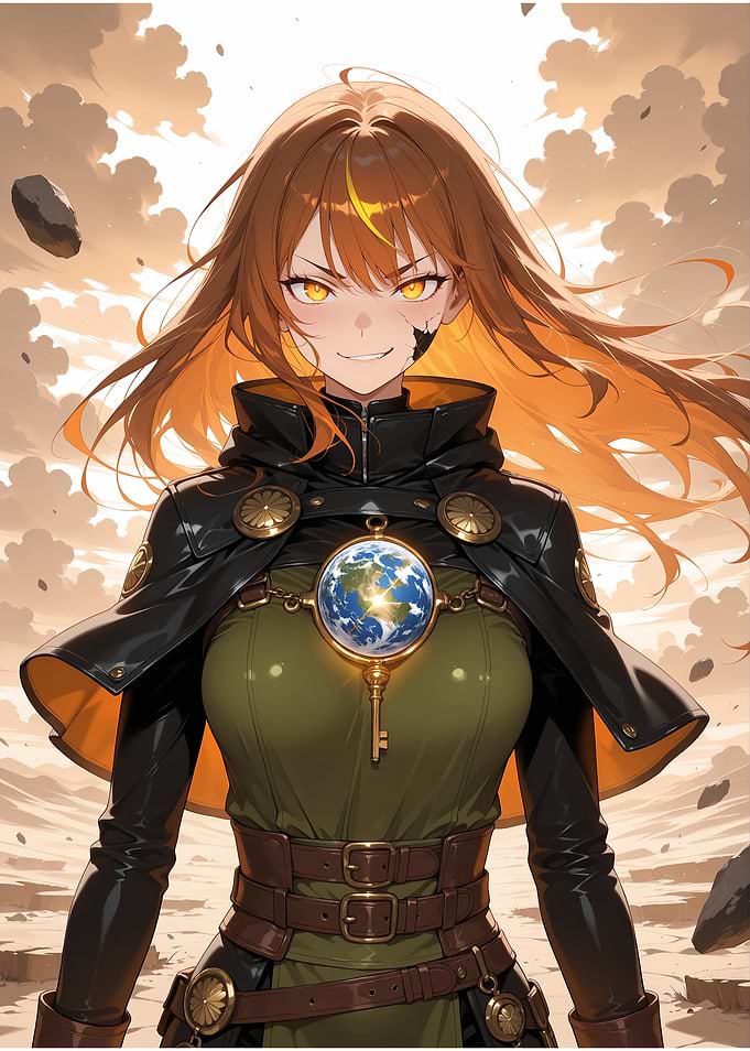 Anime Girl with Earth Pendant