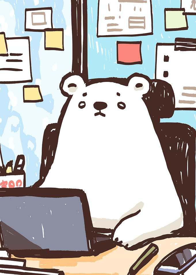 Polar Bear Working on Laptop