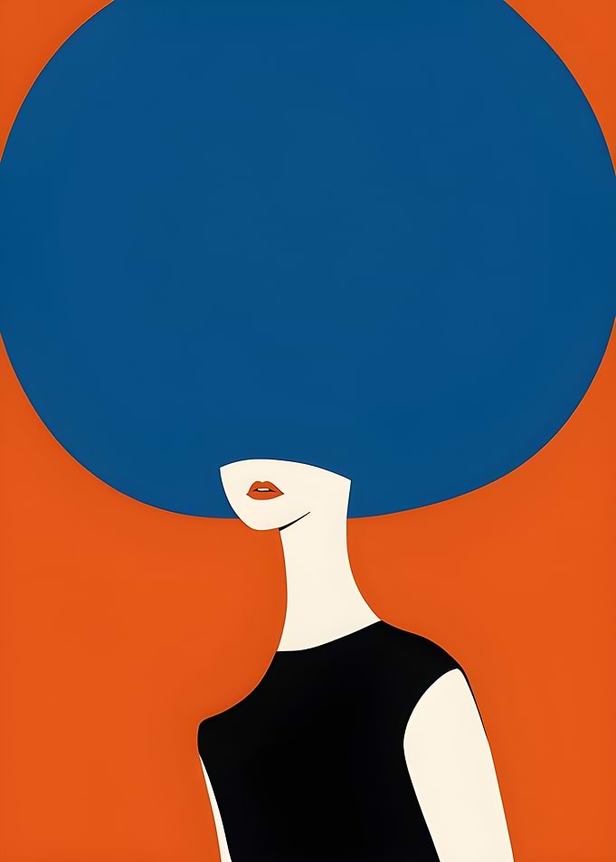 Woman with Blue Hat Illustration