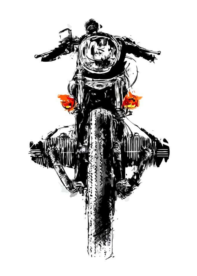 Motorcycle Front View Black and White