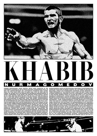 Khabib Nurmagomedov Black and White Portrait