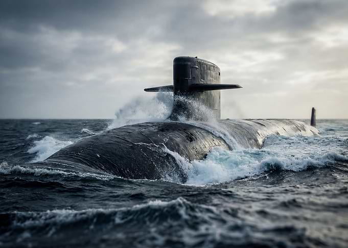 Submarine in rough seas