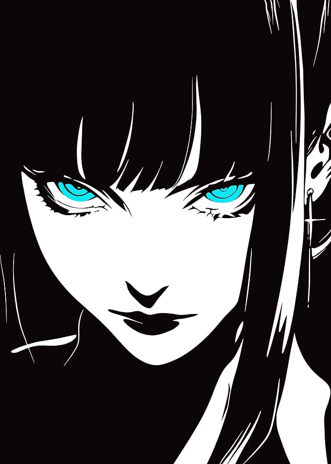 Anime Girl with Piercing Blue Eyes