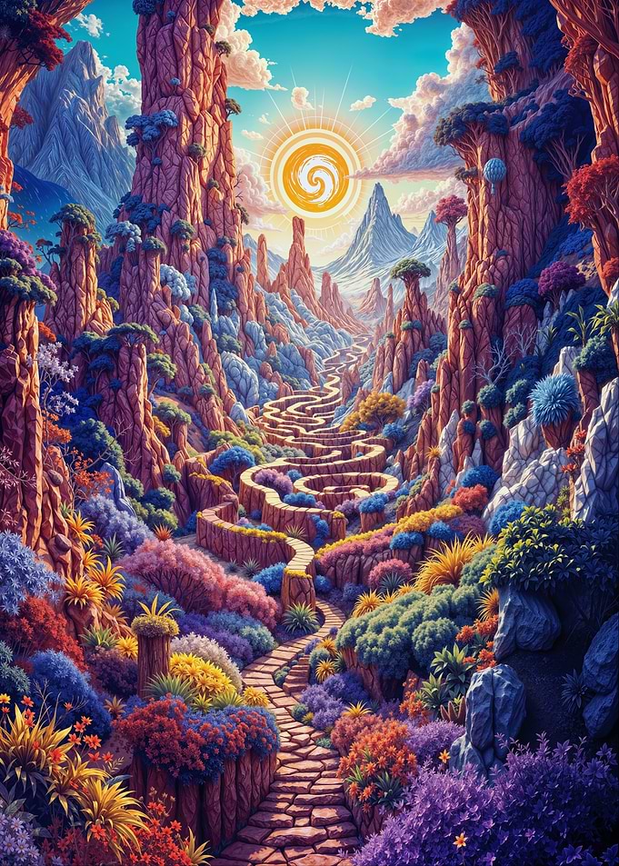 Colorful Mountain Path Landscape