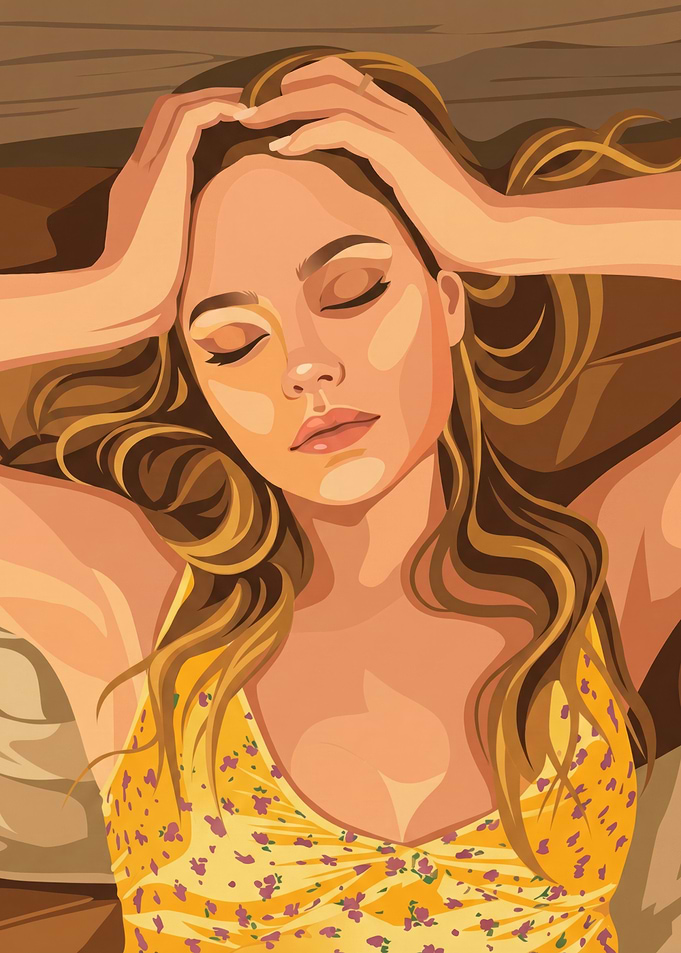 Woman Relaxing with Hands Behind Head