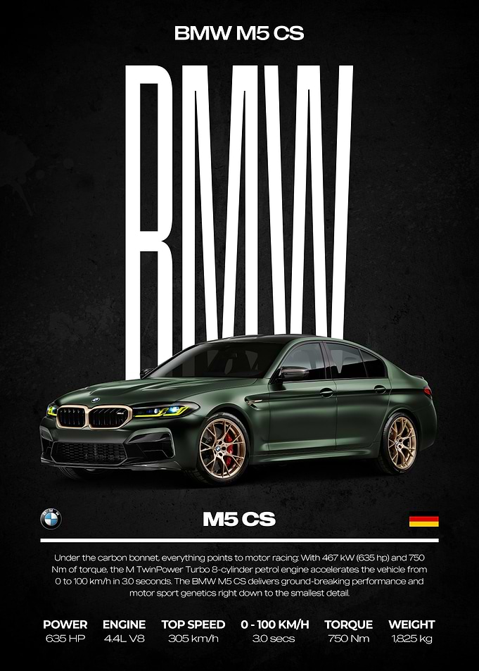 BMW M5 CS Car Poster