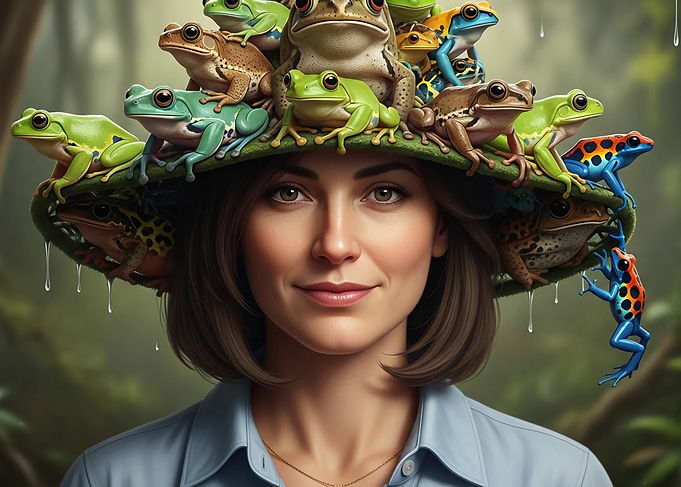 Woman with Frog Hat