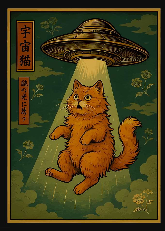 Ukiyo-e Style Cat Abduction