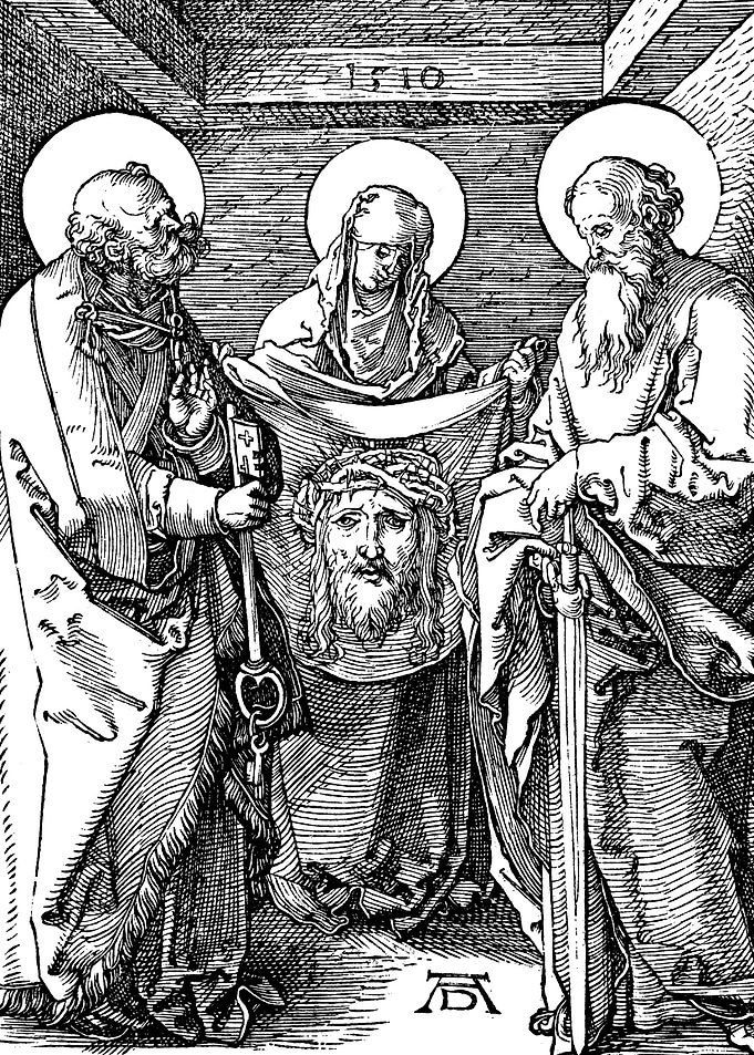 Saint Veronica between Saints Peter and Paul Albrecht Durer Engraving