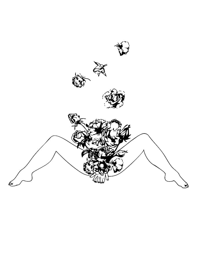 Floral Vulva Line Art