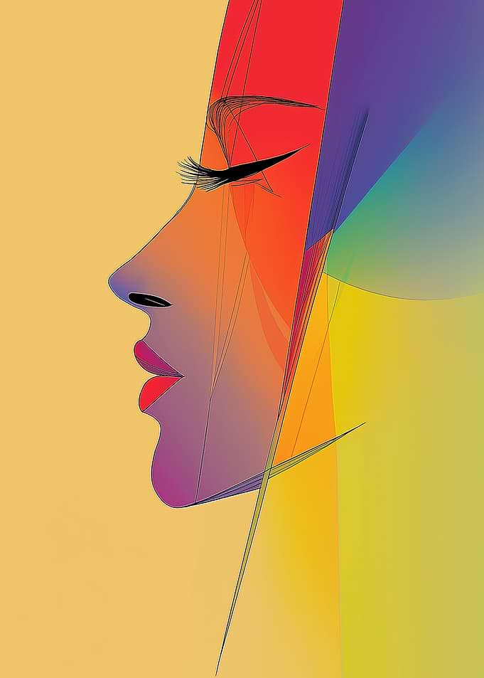 Abstract Woman Profile Portrait