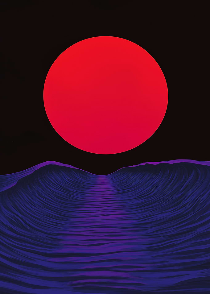Red Sun Over Purple Waves
