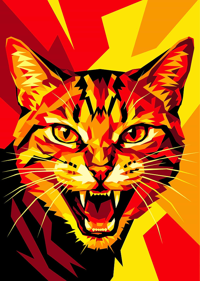 Angry Cat Pop Art Illustration