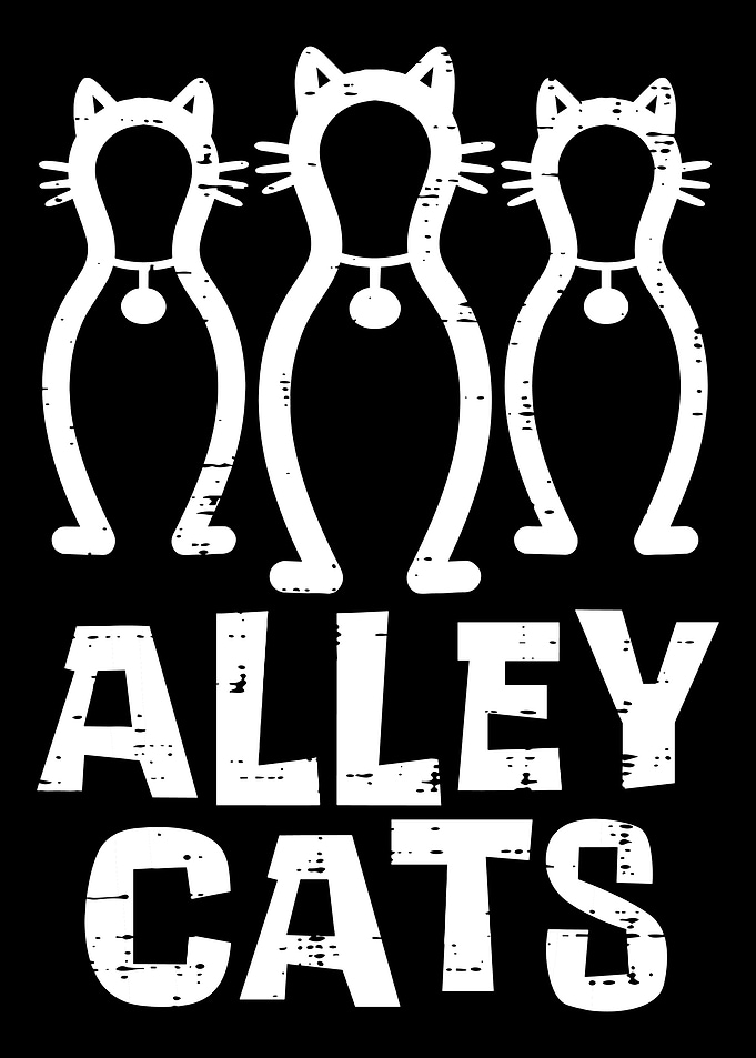 Alley Cats Bowling Poster, Funny Cat Wall Art, Vintage Grunge Bowling Alley Print