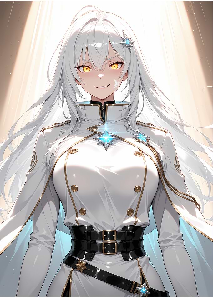 Anime Girl in White Military Uniform