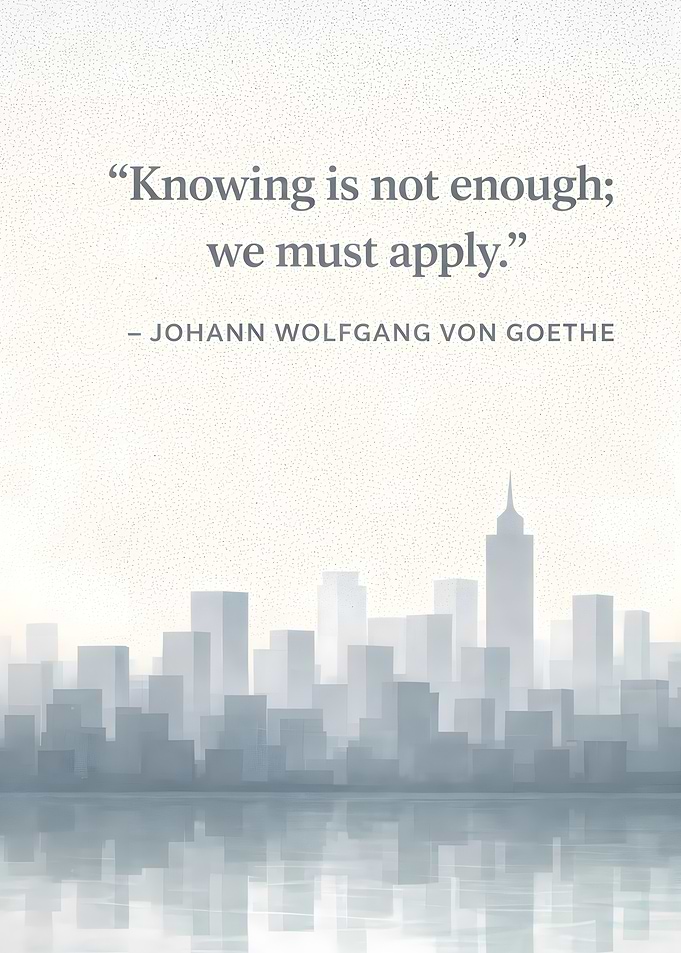 Inspirational Quote with Cityscape Reflection