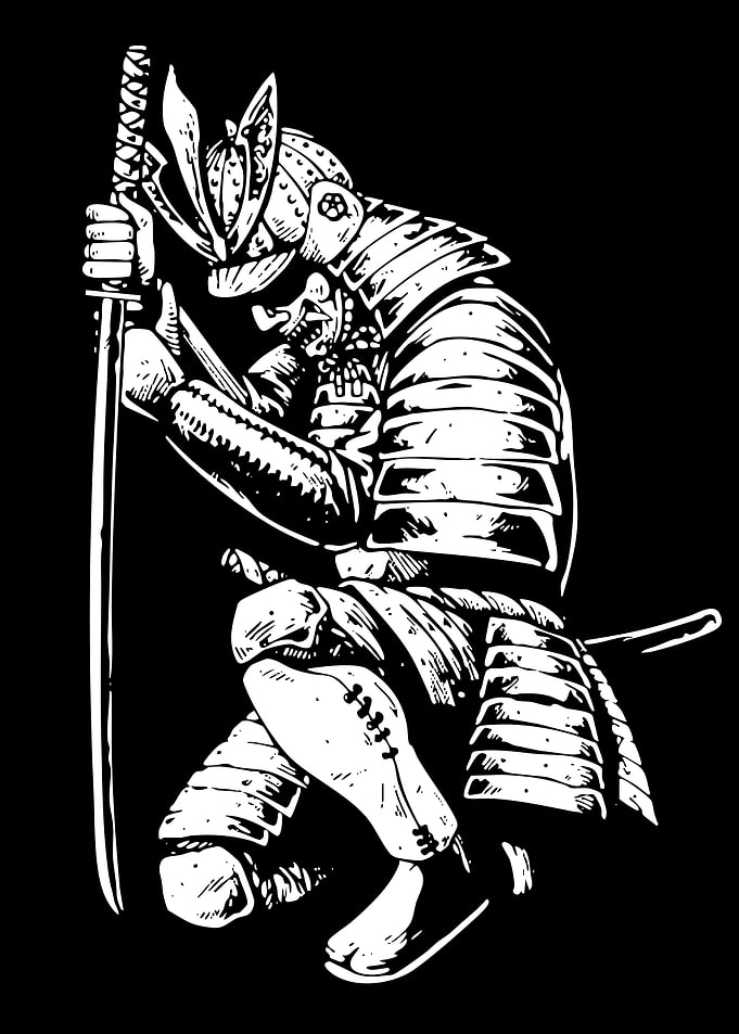 Samurai Warrior in Black and White