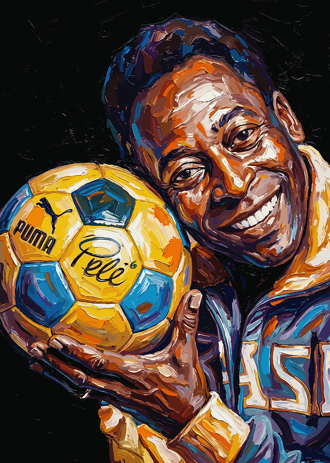 Pele Portrait with Soccer Ball