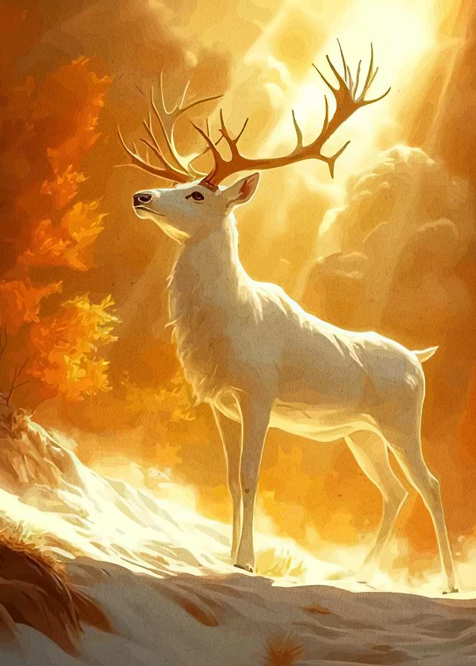 Golden Deer Autumn Landscape