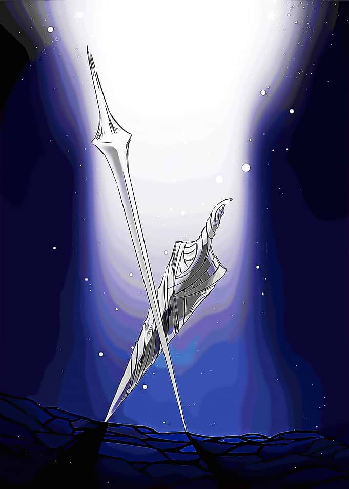 Crossed Silver Spears in Blue Light