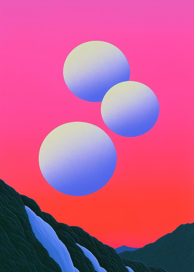 Abstract Landscape with Spheres and Waterfalls