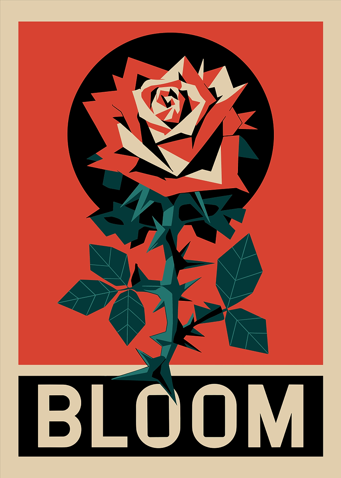 Geometric Rose Bloom Constructivism Poster