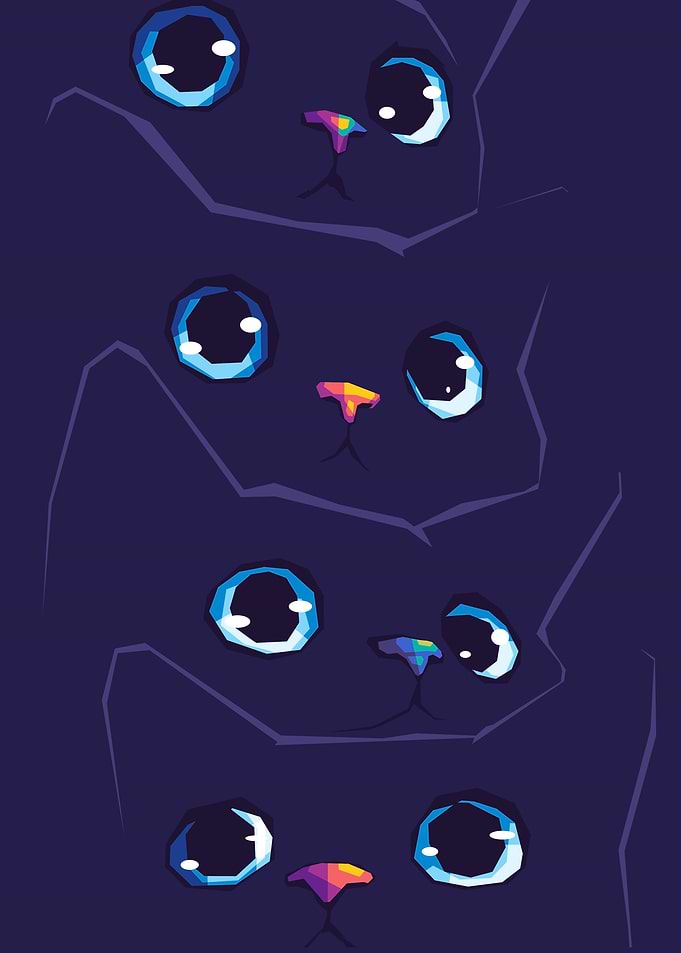 Abstract Cats with Blue Eyes