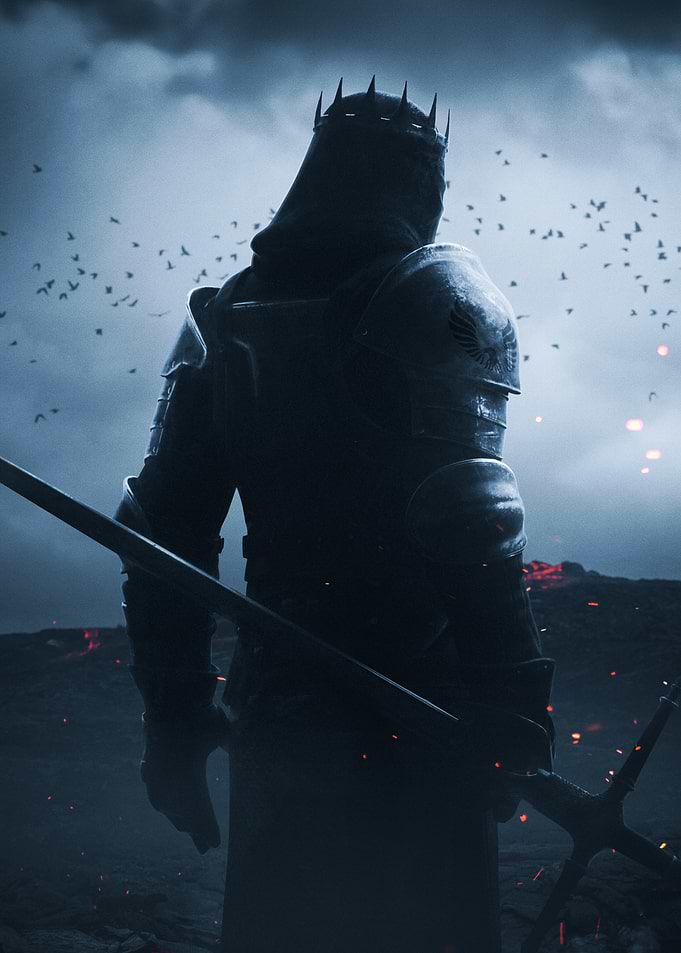 Dark Knight with Crown and Sword