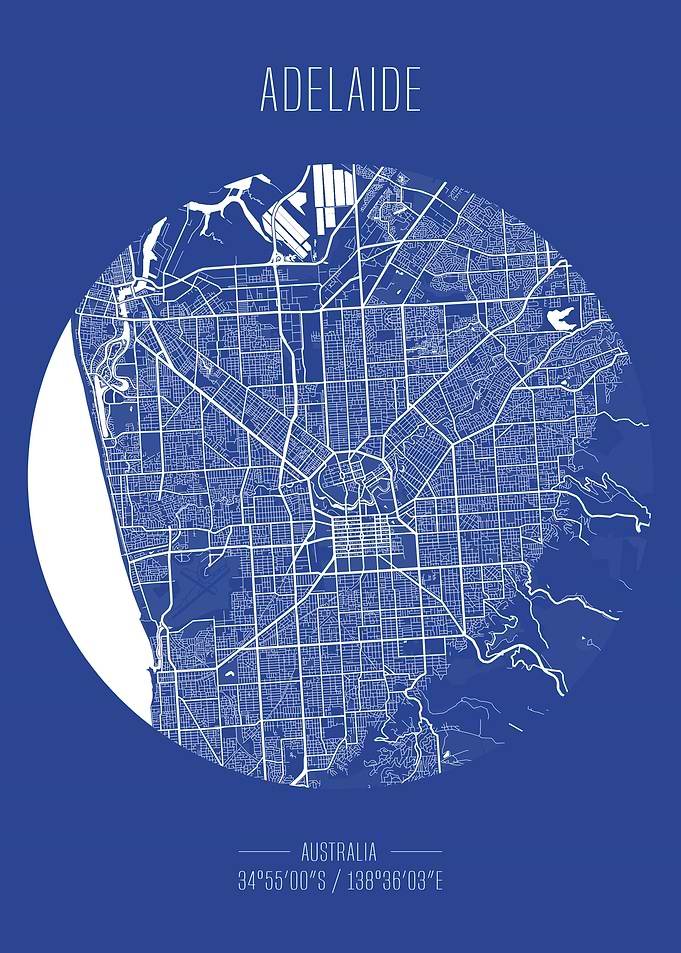 Adelaide City Map Art Print