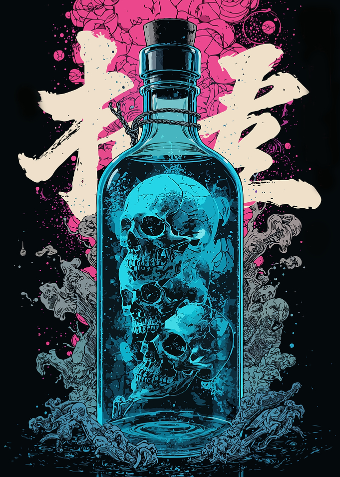 Skulls Bottle Dark Fantasy