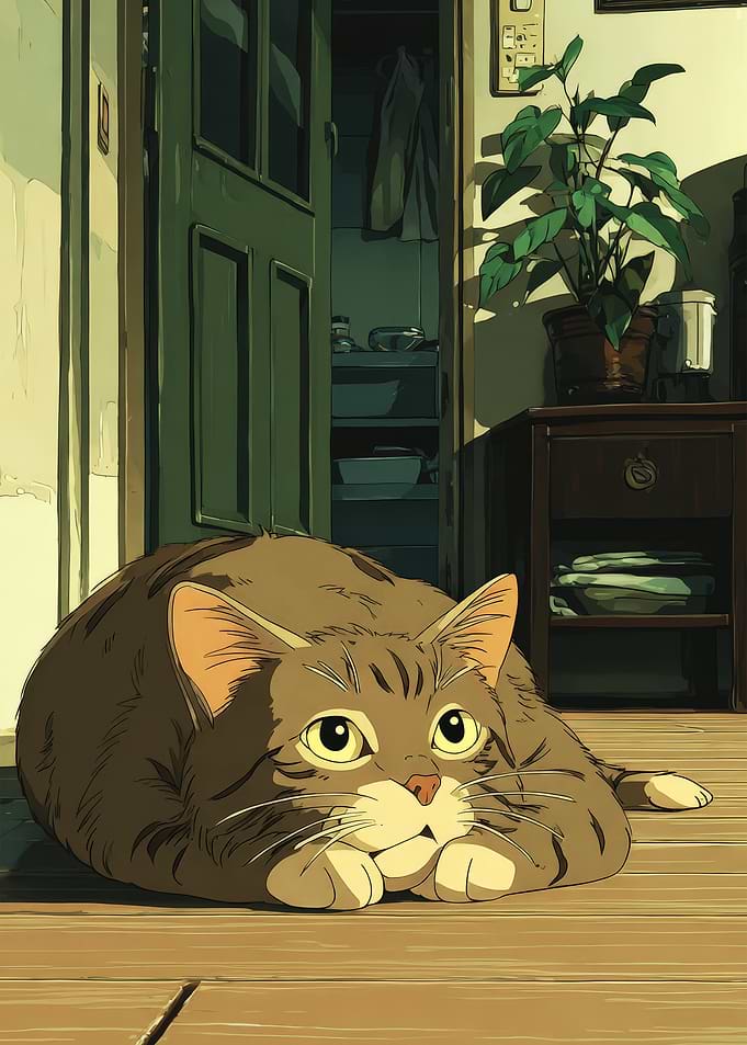 Relaxed Cat in Room