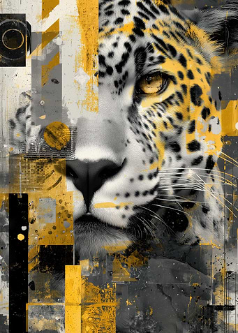 Black And Gold Leopard Collage