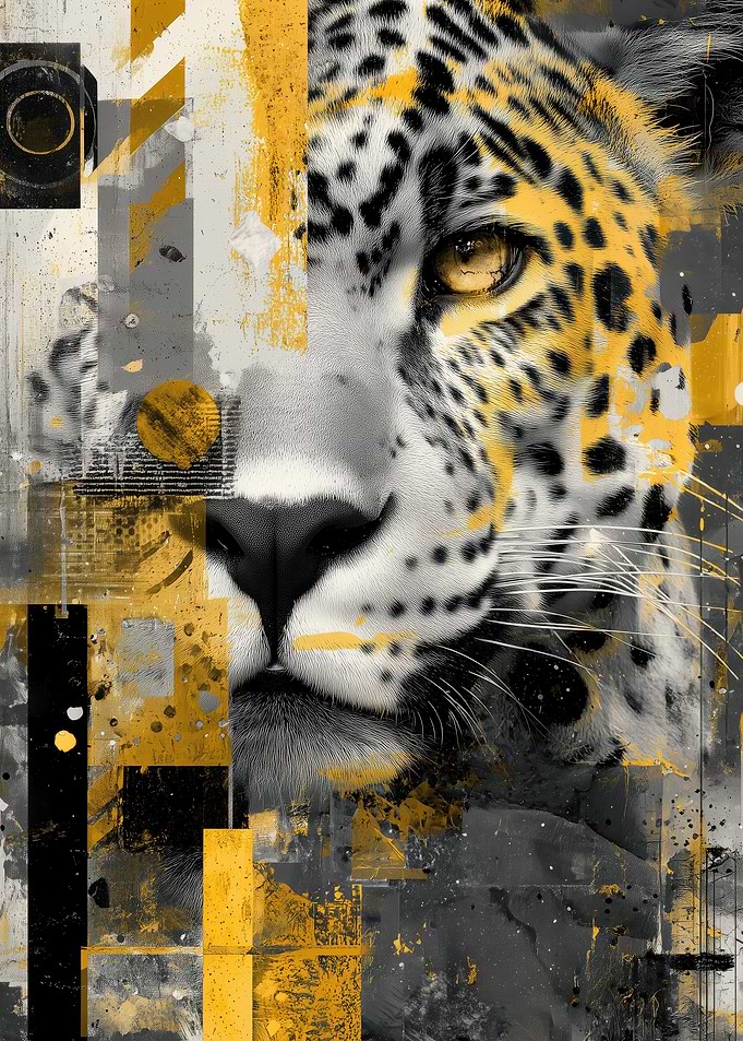 Black And Gold Leopard Collage
